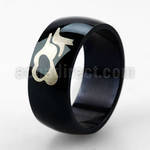 srb1 black anodized stainless steel ring with heart design