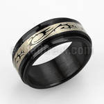 srb30 black stainless steel spinner ring with tribal dragon