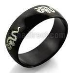 srb34 black stainless steel ring with chinese dragon design
