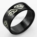 srb59 black stainless steel ring with thick tribal wave design