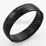 srb60 black stainless steel ring with 4 ribbed band design