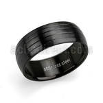 srb67 black plated steel ring w 4 groves and high polish