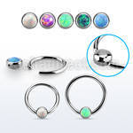 steel ball closure ring w 3mm rounded synthetic opal disk