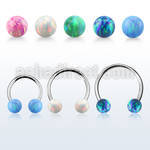 steel circular barbell 18g w two 4mm synthetic opal balls