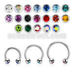 steel circular barbell 1mm w 3 mm bezel set jewel balls