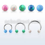 steel circular barbell 20g w two 3mm synthetic opal balls
