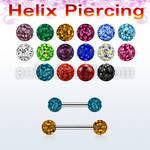 steel eyebrow barbell 18g w 3mm ferido multi crystal ball