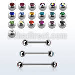steel eyebrow barbell 1mm w 2.5mm bezel set jewel balls