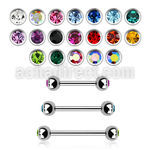 steel eyebrow barbell 1mm w 3mm bezel set jewel balls