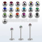 steel labret 0.8mm w tiny 2.5mm bezel set half jewel ball