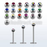steel labret 1mm w tiny 2.5mm bezel set half jewel ball
