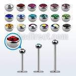 steel labret 1mm with 3mm bezel set half jewel ball