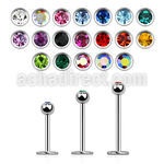 steel labret 1mm with 3mm bezel set jewel ball