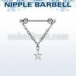 steel nipple barbell w chain w a dangling plain star