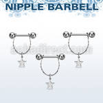 steel nipple barbell w small chain w dangling star