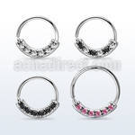 steel seamless ring, 20g w 6 1.5mm czs on the lower part