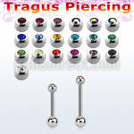 steel tragus barbell 1.2mm w 2.5mm bezel set jewel ball