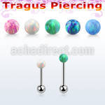 steel tragus piercing 20g w 3mm synthetic opal top ball