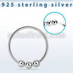 sterling silver nose hoop w three fixed 2mm balls 