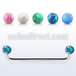subbo5 316l steel surface barbell w two 5mm synthetic opal ball