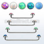 sudiop5 316l steel surface barbell w two 5mm synthetic opal tops