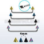 suditcn4 internal steel surface barbell w 2 4 mm pvd plated cones