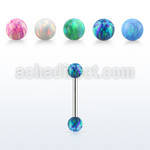 surgical steel eyebrow barbell 18g w two 3mm opal balls