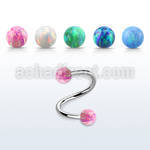 surgical steel spiral 20g w two 3mm synthetic opal balls