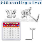sxbutc36 silver nose studs 22g butterfly clear 36