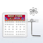 sxfl2c silver nose studs with wire flower top w clear crystals