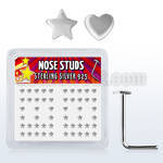 sxvhs box of silver nose studs with 2 5mm heart star top