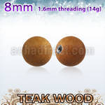 teball8 8mm teak wood ball with a 316l steel 1.6mm threading