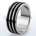 tir6 high polished titanium g23 ring w 3 black rubber bands