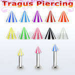 tlbbecn3 316l steel tragus labret 16g w a 3mm uv beach cone 