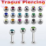 tlbc4s 316l steel tragus labret 16g w 4mm bezel set jewel ball 