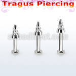 tlbcn4a 316l steel tragus labret 16g w a 4mm ridged drill cone 