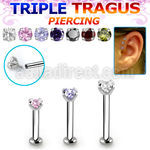 tlbczin 316l steel internal tragus labret w 2 5mm prong set cz