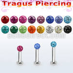 tlbfr3 316l steel tragus labret 16g w a 3mm multi crystal ball