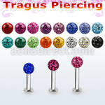tlbfr4s 316l steel tragus labret 16g w a 4mm multi crystal ball