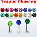 tlbfr5s 316l steel tragus labret 16g w a 5mm multi crystal ball