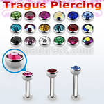 tlbhjb3 316l steel tragus labret 16g w 3mm half jewel ball 