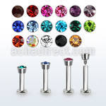 tlbic steel tragus labret w a 2.5mm flat head crystal top