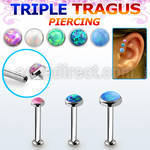 tlbio steel internal tragus labret w flat top w opal