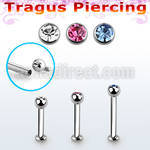 tlbjbin3 316l steel internal threaded tragus labret w jewel ball