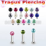 tlbpr3 316l steel tragus labret 16g w a 3mm faux pearl ball 