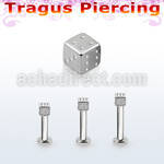 tlbsdi25 316l steel tragus labret 16g w a tiny 2.5mm dice 