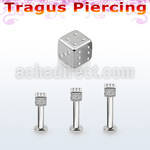 tlbsdi3 316l steel tragus labret 16g w a 3mm dice 