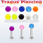 tlbvb4s 316l steel tragus labret 16g w a 4mm acrylic uv ball 