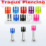 tlbvdi4s 316l steel tragus labret 16g w a 4mm acrylic uv dice 