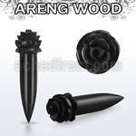 tparfl areng wood taper with a hand carved rose shaped top